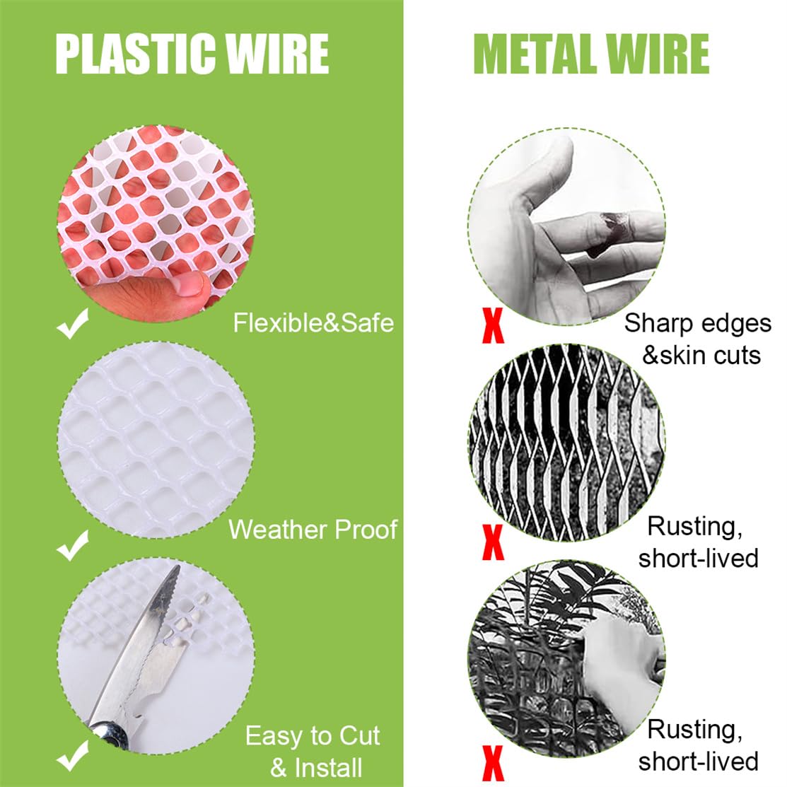 Plastic Fence Barrier Chicken Wire Mesh Fencing 11.81IN x 10FT Hexagonal Poultry Netting, Safety Fences Roll with 25Pcs Cable Ties for Gardening