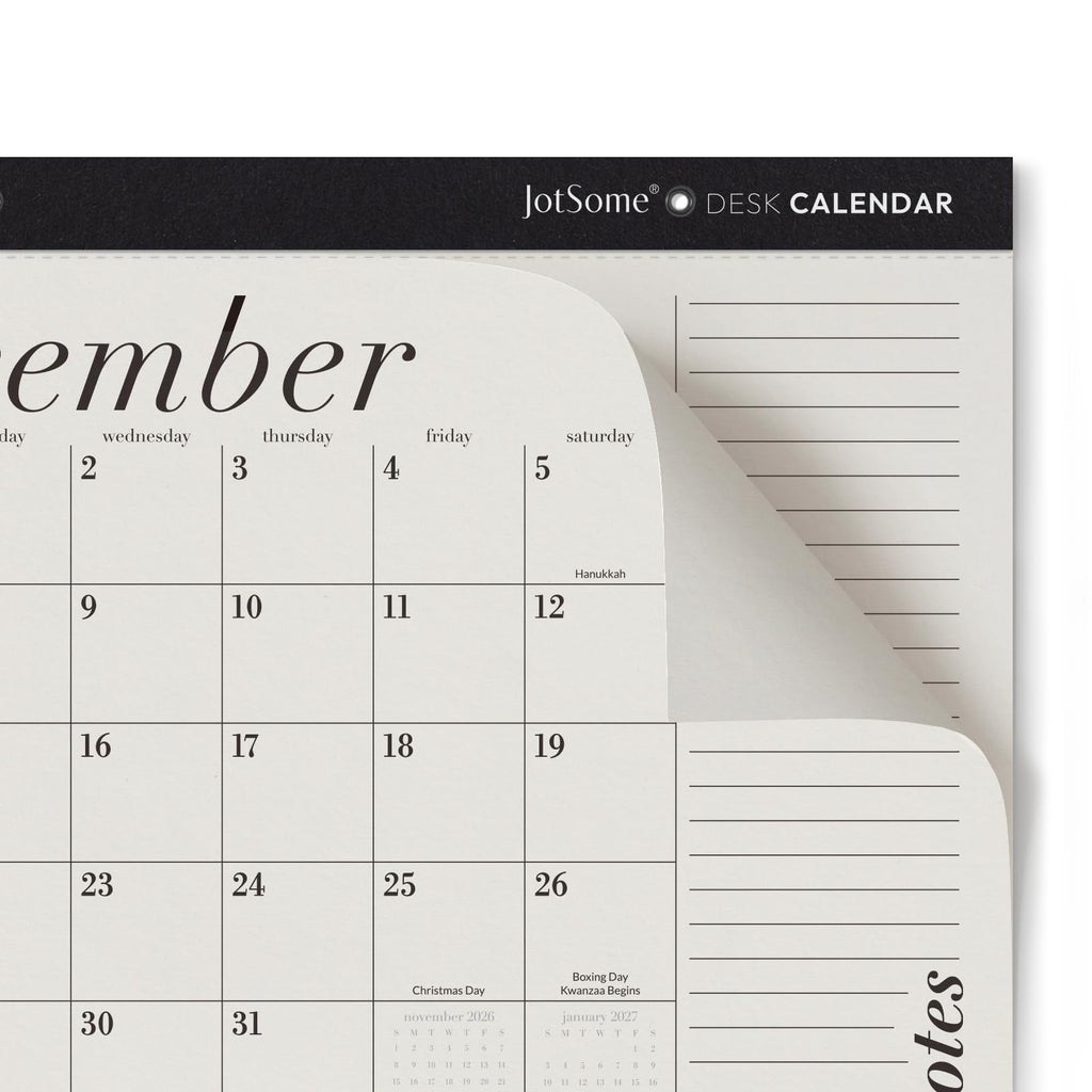 Jotsome Desk Calendar 2026-2027, 18 Months Large Monthly Calendar from Now to June 2027, 17"x12", Large Day Block, Desktop Calendar with Notes for Home & Office Organizing, Minimalist