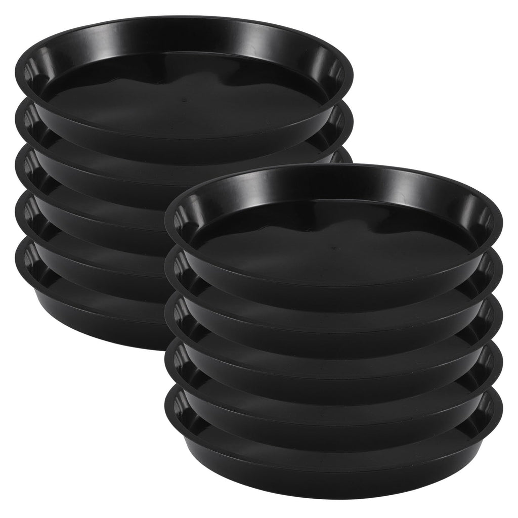 Provone 10 Pack Plant Saucers 12 Inches Medium Plastic Plant Drip Trays, Plant Saucers for Potted Plants & Felt Mat for Floor Protection, Plant Tray for Outdoor/Garden Planter Pot