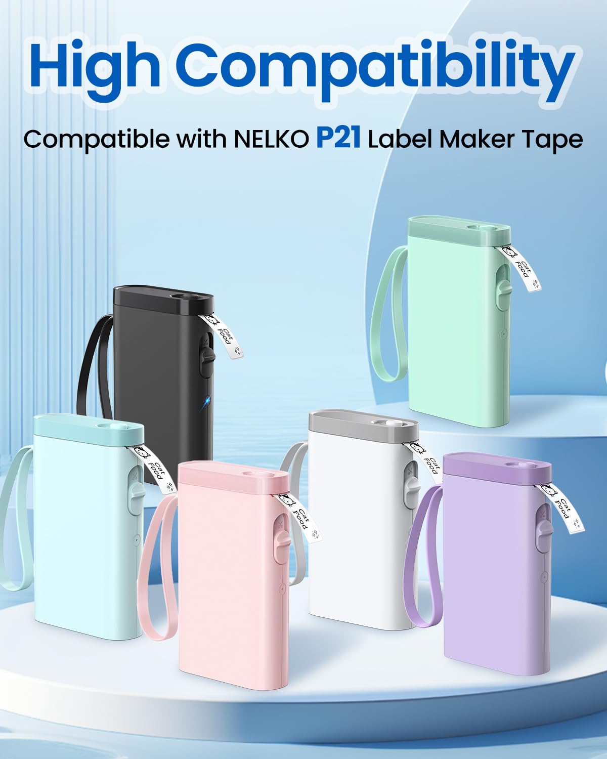 4-Rolls P21 Label Tape Transparent 180 Labels/Roll,14x40mm (0.55"x1.57"),Thermal Label Paper Compatible with Nelko P21 Label Maker, Standard Laminated Thermal Label Tape Replacement, for Home Office