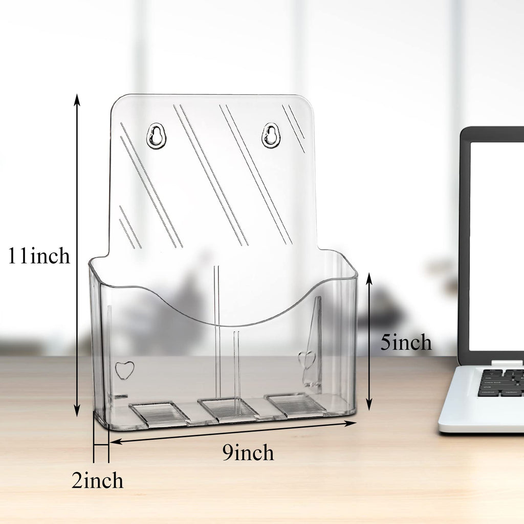 Yarlung 2 Pack Acrylic Brochure Holder, 8.5 x 11 Inches Clear Booklet Display Stand for Desk or Wall Mount, Plastic Countertop Organizer for Menu, Pamphlet, Literature, Document, Magazine, Journals