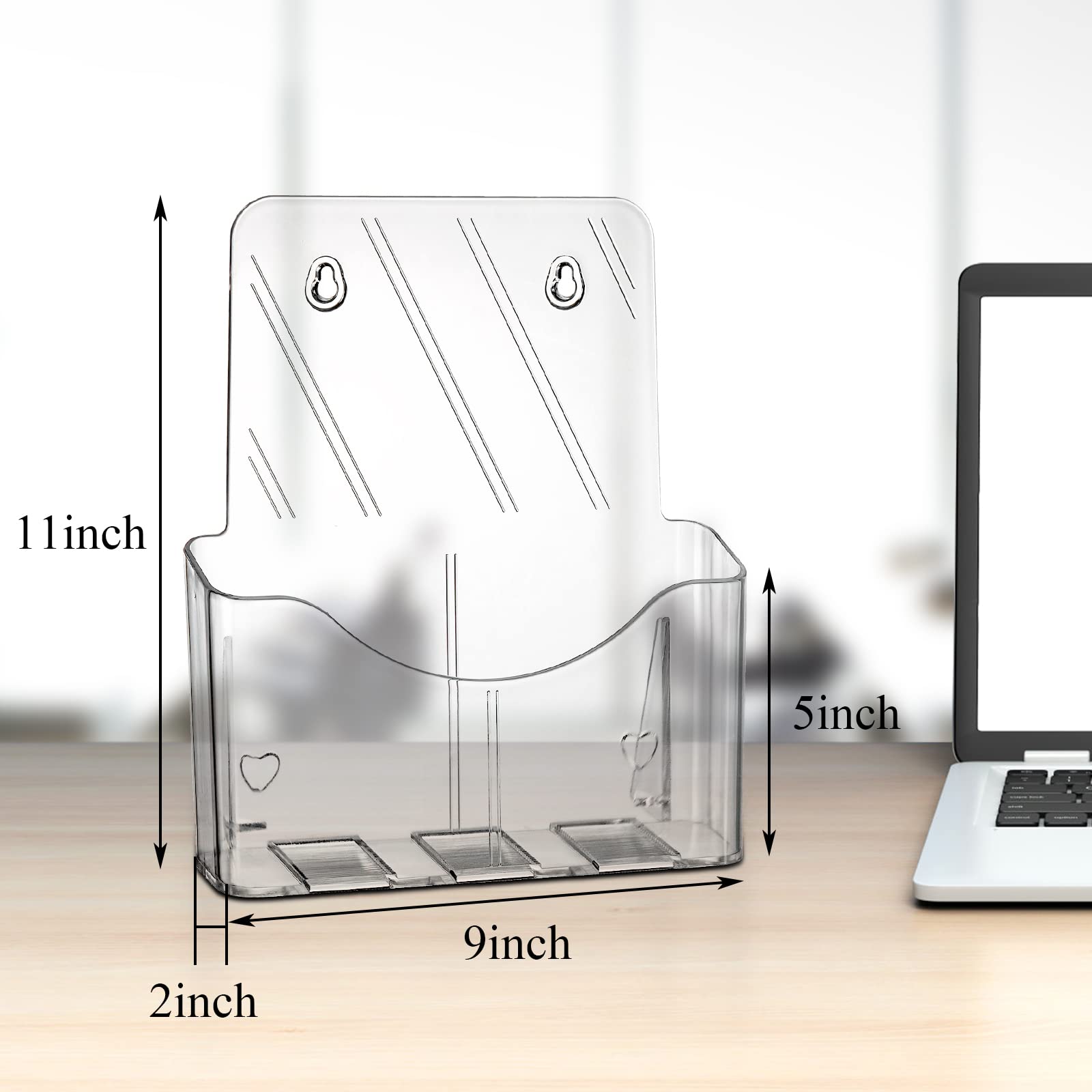 Yarlung 2 Pack Acrylic Brochure Holder, 8.5 x 11 Inches Clear Booklet Display Stand for Desk or Wall Mount, Plastic Countertop Organizer for Menu, Pamphlet, Literature, Document, Magazine, Journals
