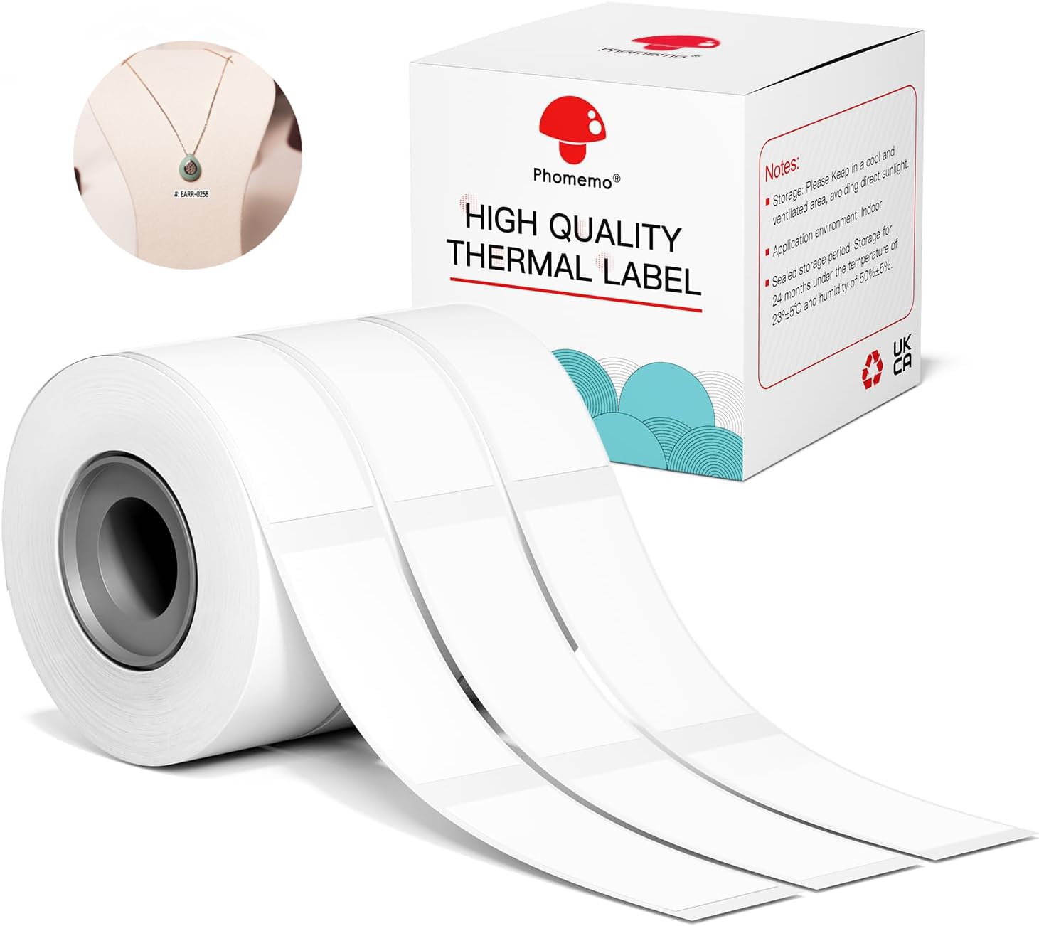 Phomemo Labels- D30 Label Maker Tape Refill,0.47" X 1.57" (12mm X 40mm) 160 Labels/Roll Thermal Self-Adhesive Label Paper, Holiday Gift Supplies Labeling Tape,Name Tag,Black on White