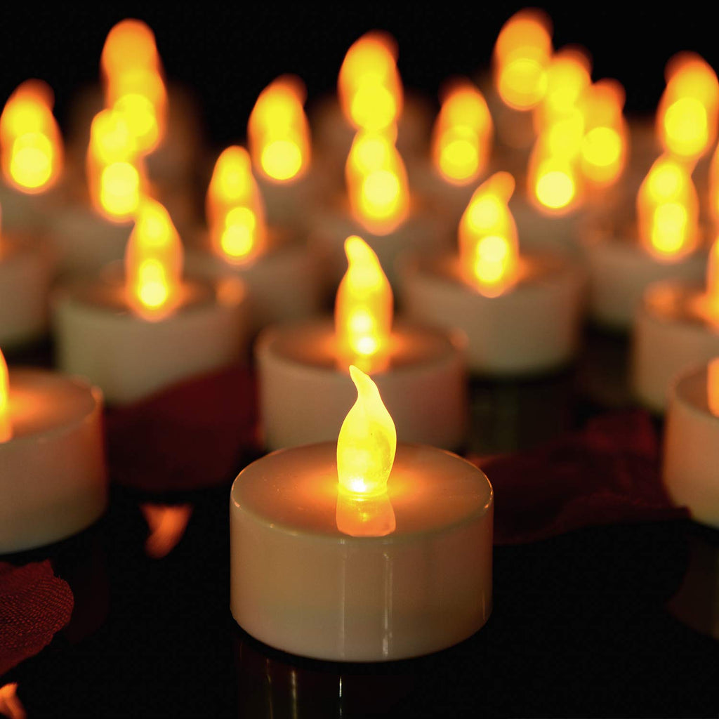 Pandaing Battery Operated Flameless Tealight Candles [40 Pack, Batteries Included], Realistic Tea Lights Candles, Flickering Bright Tealights