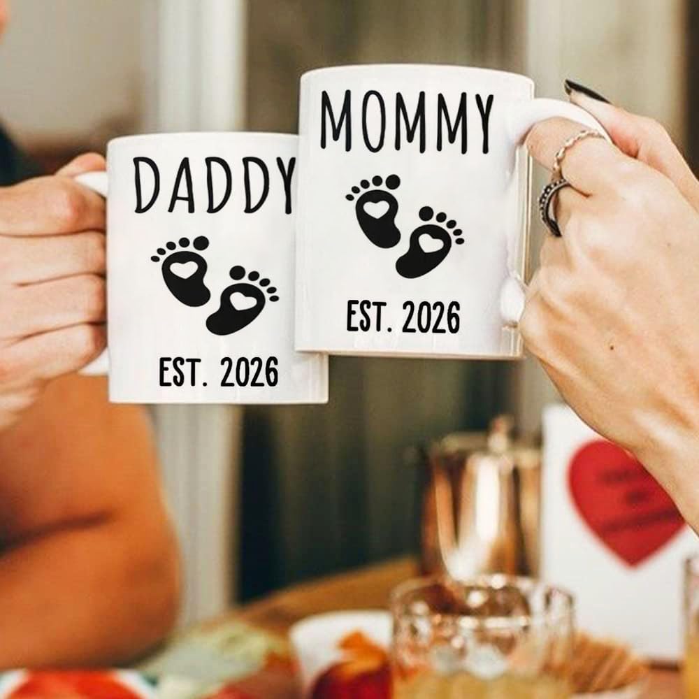 Mommy Daddy Est 2026 Coffee Mug,New Parents Gifts for Couples,First Time Mommy Daddy mugs,New Dad Gift,Mom Mug,Pregnancy Announcement Anniversary Parents to Be Gift,Baby Mother's Day Father's Day Gift