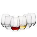 OUWO Stemless Wine Glasses Set of 6, 18oz Red White Wine Glasses,Lead-Free Wine Glasses for Home, Party, Wedding, Ideal Wine Accessories Gift,Clear