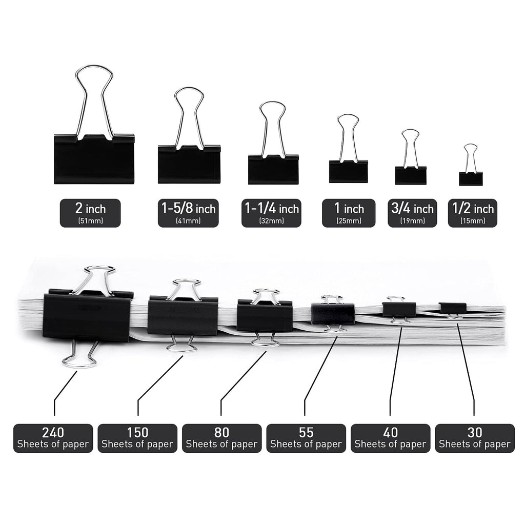 Large Binder Clips, 72 Pack, 1.6 Inch, Non-Standard 41mm, Black, Capacity 0.66 Inch, Paper Clips, Office Clips, Great Fold Clamp, School & Home Use