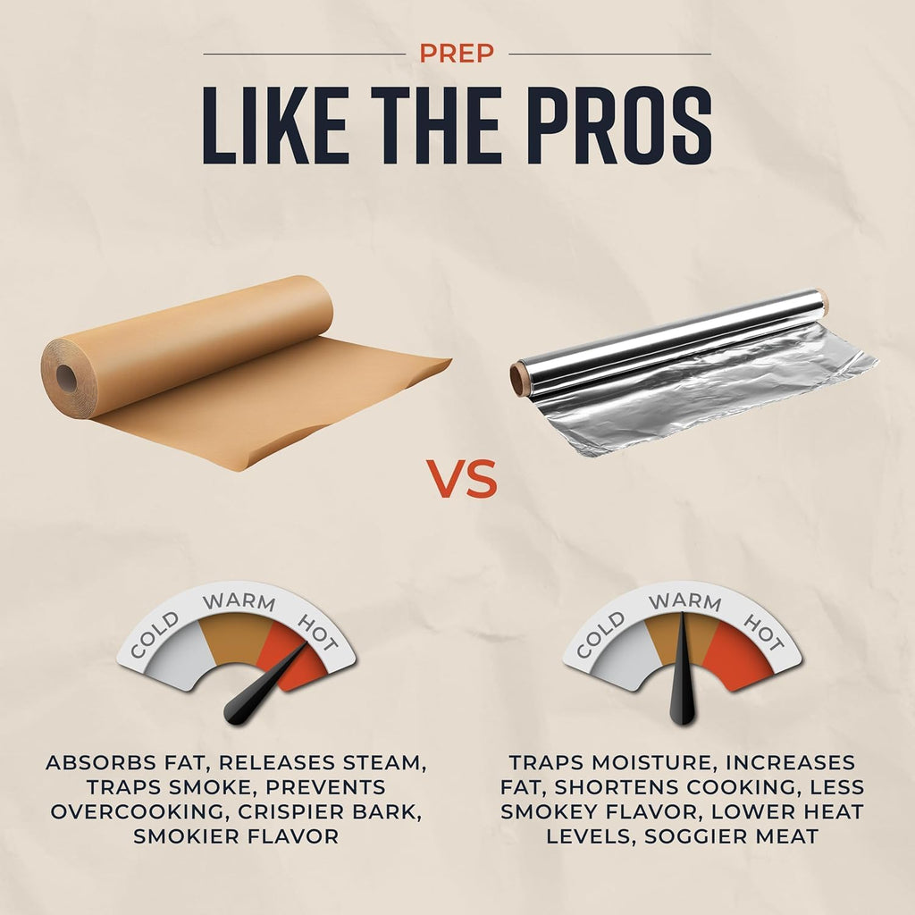 Brown Kraft Butcher Paper Roll - 18 Inch x 100 Feet - Food-Grade Paper for Wrapping and Smoking Meat, BBQ, Grilling, Perfect Brisket Crust - Durable, Unbleached, Uncoated & Unwaxed