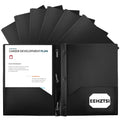 EEHZTSI 12-Pack Plastic Folders with Pockets and Prongs,2-Pocket Folders with 3 Fasteners, Poly Folders Holds 8-1/2" x 11" Paper for School/Office/Home (12, Black)
