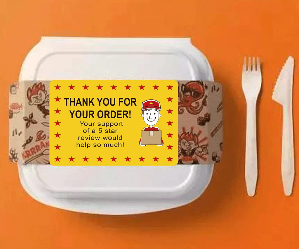 250 Pcs Star Review Delivery Labels Thank You for Your Order Stickers 2 x 3 Inch - Food Delivery Tamper Evident Sealed for Freshness Labels Stickers for Food Package Takeout