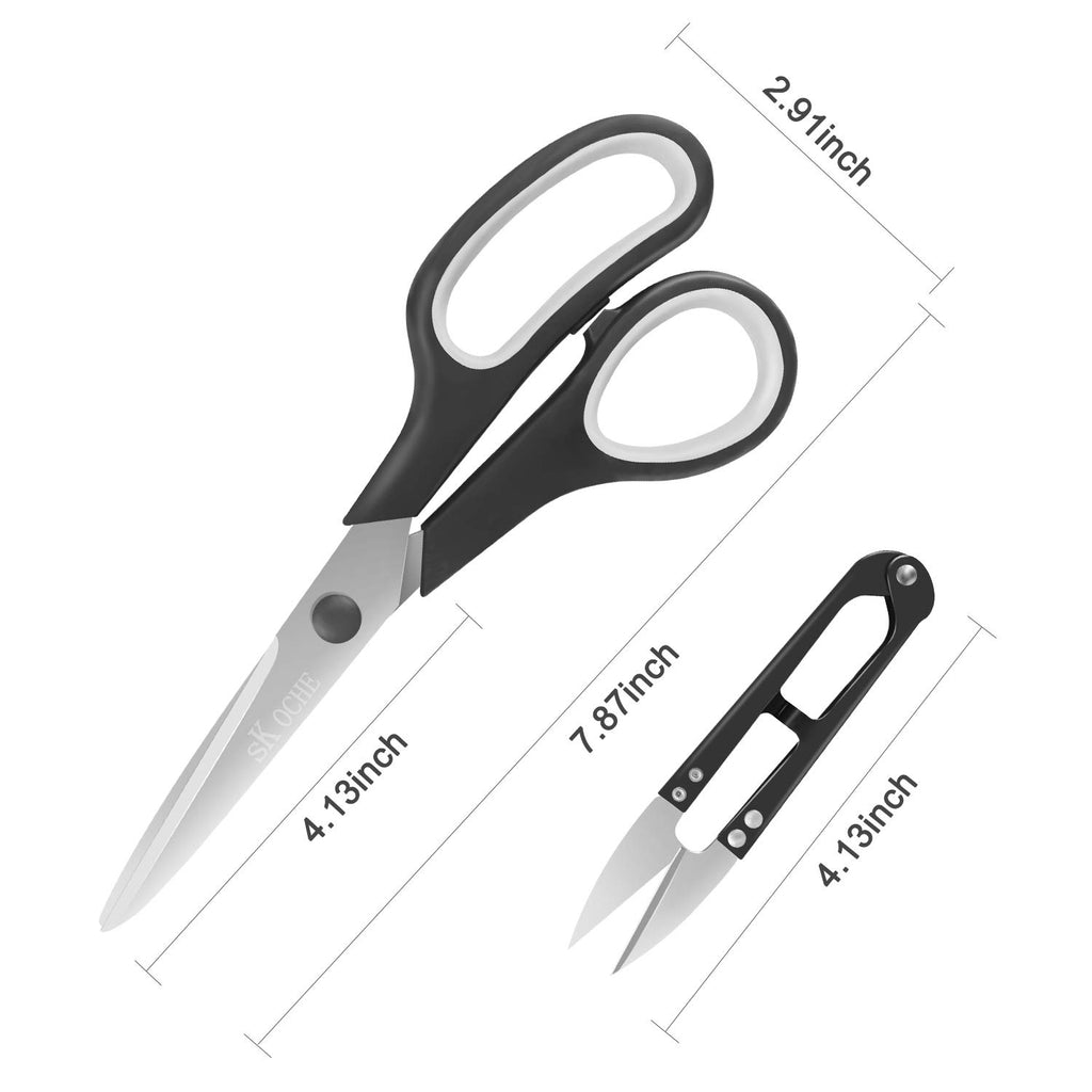 SKOCHE Heavy-Duty Multipurpose Scissors, 15 Pack 8-Inch & 1 Pack 4.1-Inch Sewing Scissors, Ultra Sharp Stainless Steel Blades, Comfort-Grip Handles, Ambidextrous