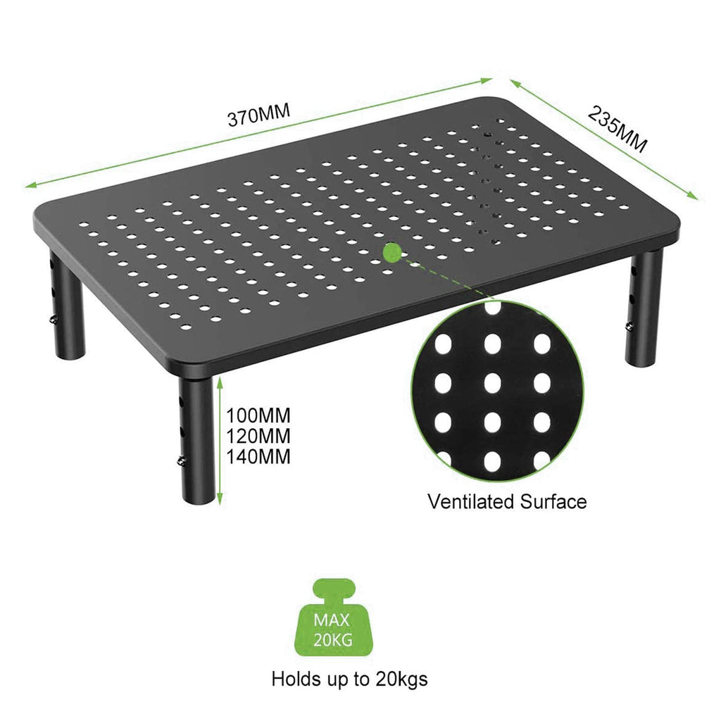 Bracwiser Monitor Stand Riser,3 Level Height Adjustable Desktop monitor stand for Computer, Laptop, Printer, Notebook with Vented Metal Platform 370X235MM 2 Packs,Black
