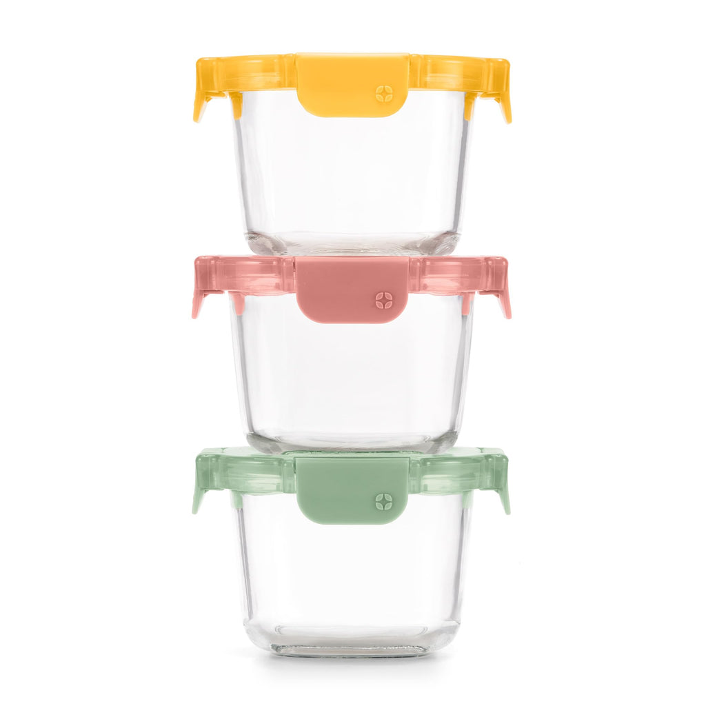 Ello Color Lock 2 Cup 6PC, 3 Pack Glass Meal Prep Sets Leak-Proof Glass Food Storage Containers with Airtight BPA-Free Plastic Lids, Dishwasher, Microwave, and Freezer Safe, Desert Festival