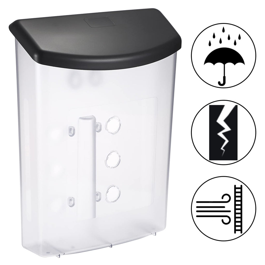 JuxYes Outdoor Literature Display Box with Black lid, Wall Mount Postcard Holder Brochure Holder, Clear Outdoor Document Holder 9.1 * 2.9 * 13.2 inches