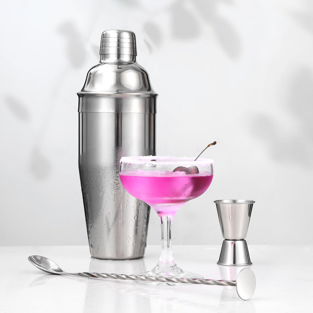 Etens Cocktail Shaker Set | Bar Set Shaker Cocktail Kit w/ 24oz Martini Shaker, Measure Jigger, Mixing Spoon | Perfect Drink Mixer for Home Bartender - Mixology Bartending Tool Accessories