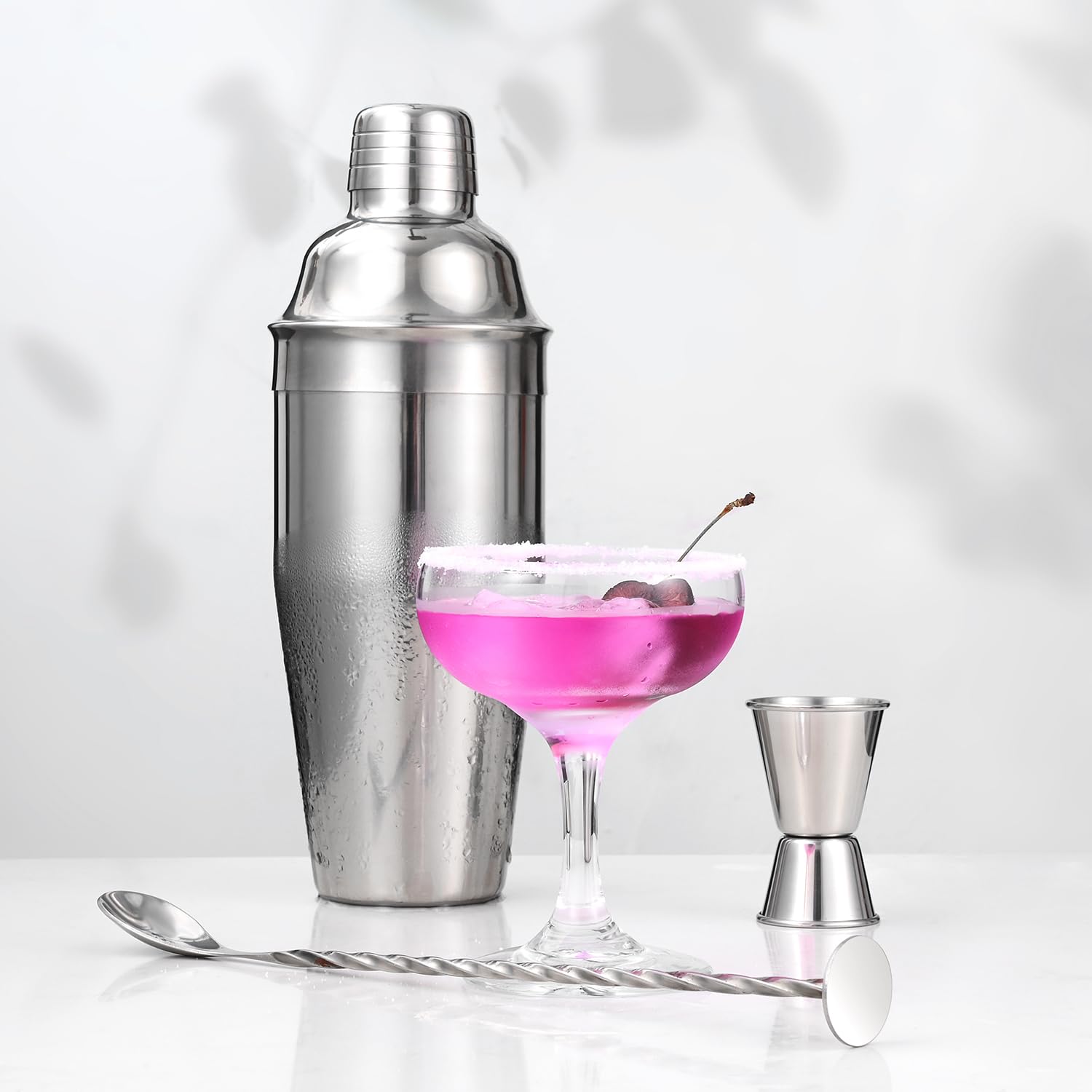 Etens Cocktail Shaker Set | Bar Set Shaker Cocktail Kit w/ 24oz Martini Shaker, Measure Jigger, Mixing Spoon | Perfect Drink Mixer for Home Bartender - Mixology Bartending Tool Accessories