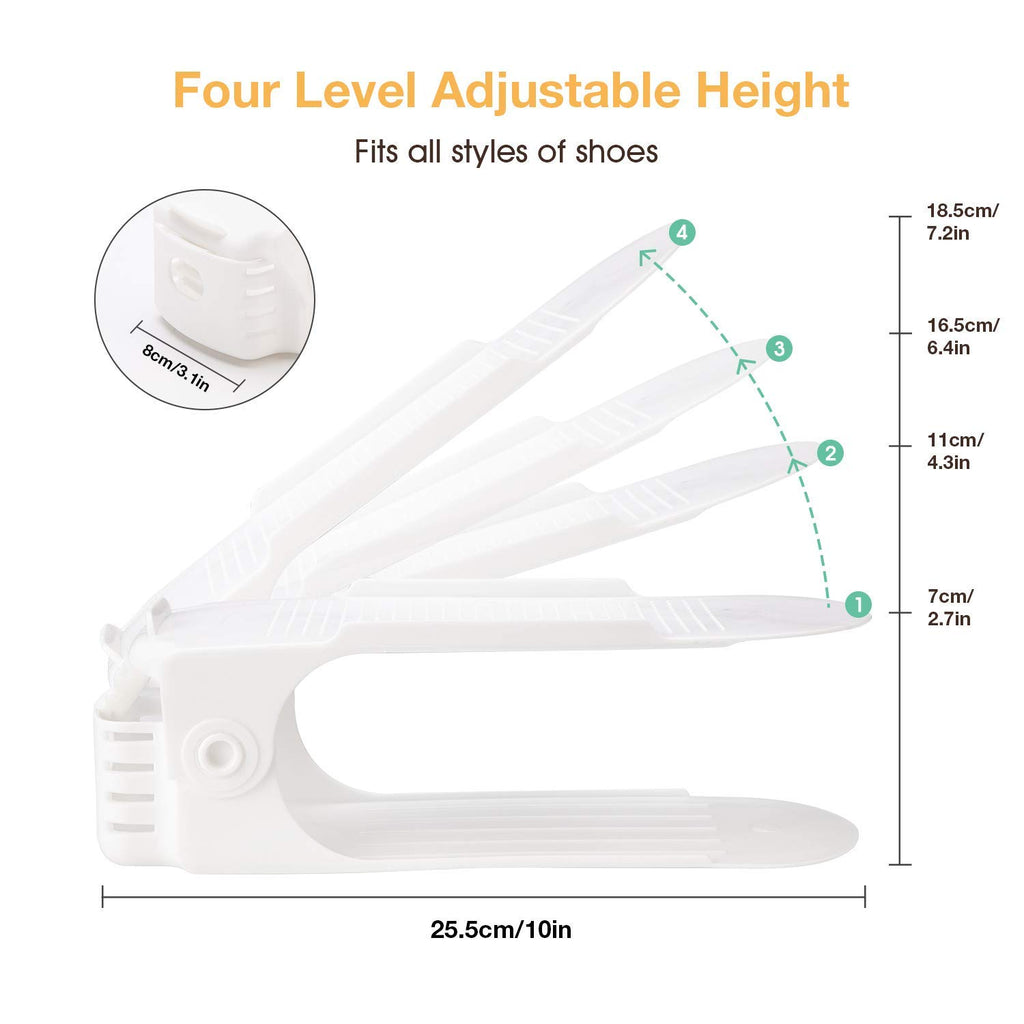 Shoe Slots Organizer 20 Pack, Adjustable Shoe Storage Organizer Shoe Stand Space Saver, Shoe Organizer for Closet Double Deck Shoe Rack Holder, Rangement Chaussures (White)