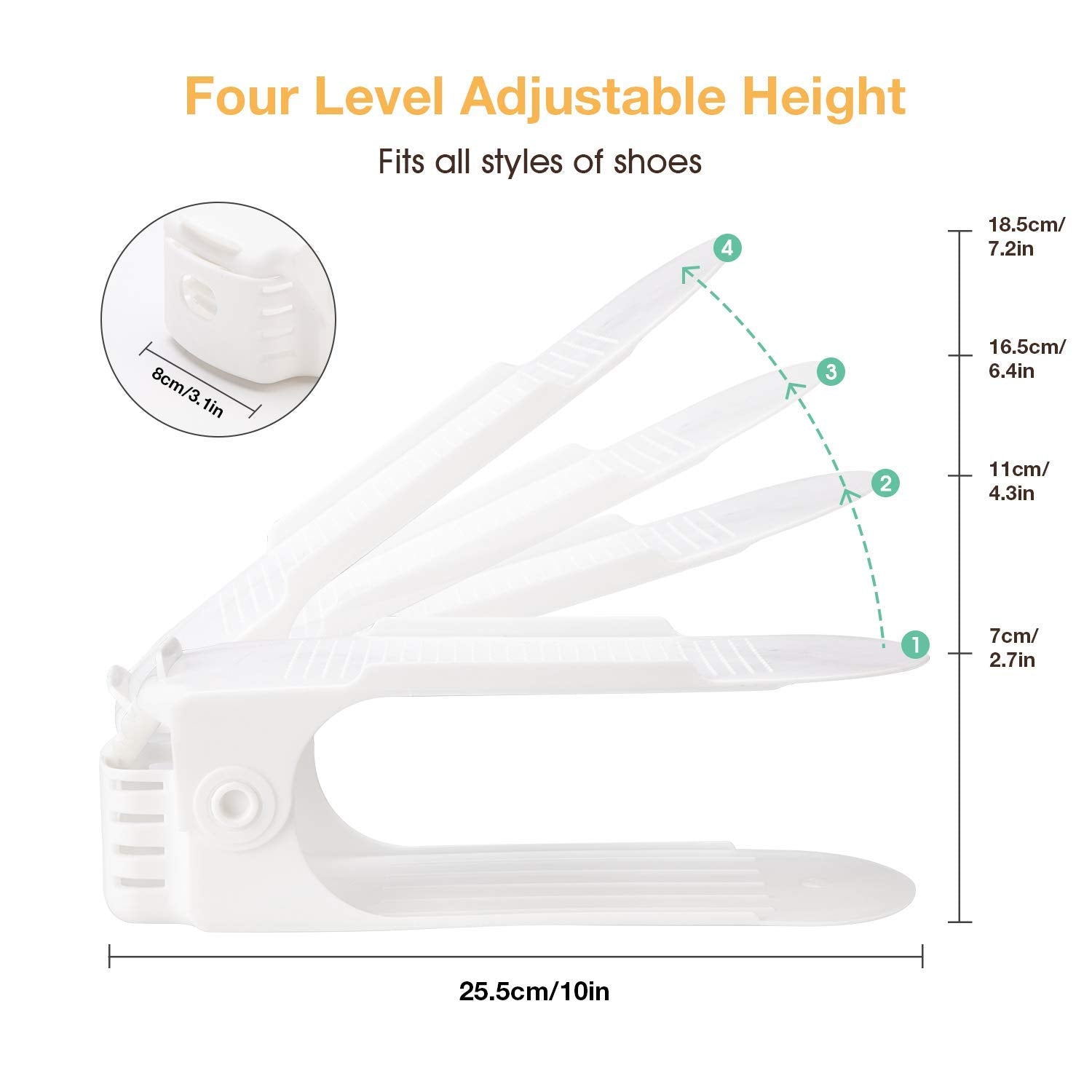 Shoe Slots Organizer 20 Pack, Adjustable Shoe Storage Organizer Shoe Stand Space Saver, Shoe Organizer for Closet Double Deck Shoe Rack Holder, Rangement Chaussures (White)