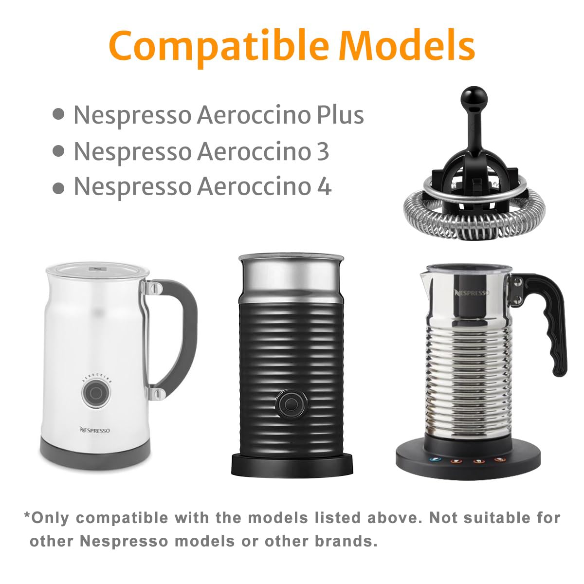Whisks Compatible with Nespresso Aeroccino 3/4/Plus Milk Frother Replacement, 2 Pack