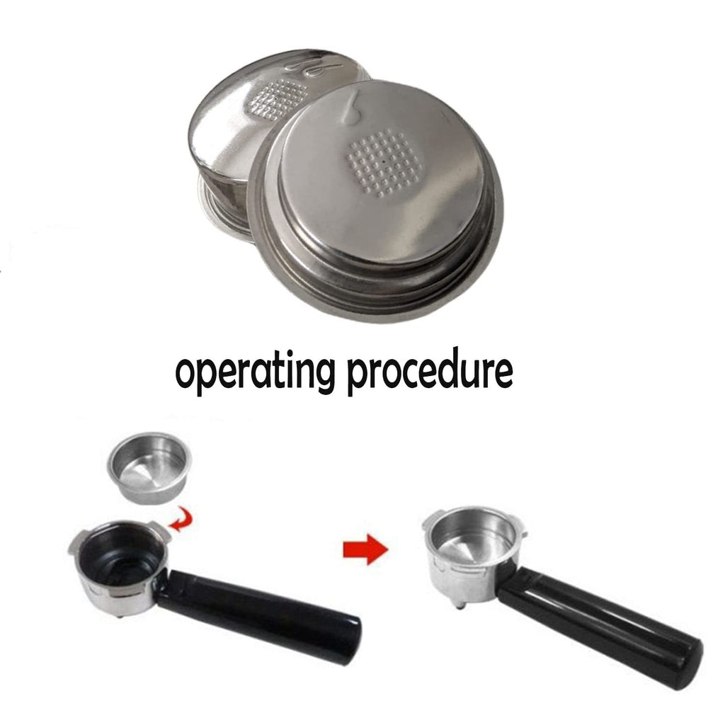 MEISO Single Cup Plus Double Cup 2Pcs Pressurized Espresso Filter Basket 51mm Reusable Stainless Steel Double Wall Replacement Parts for Breville Cafe Roma Model ESP8XL Machine