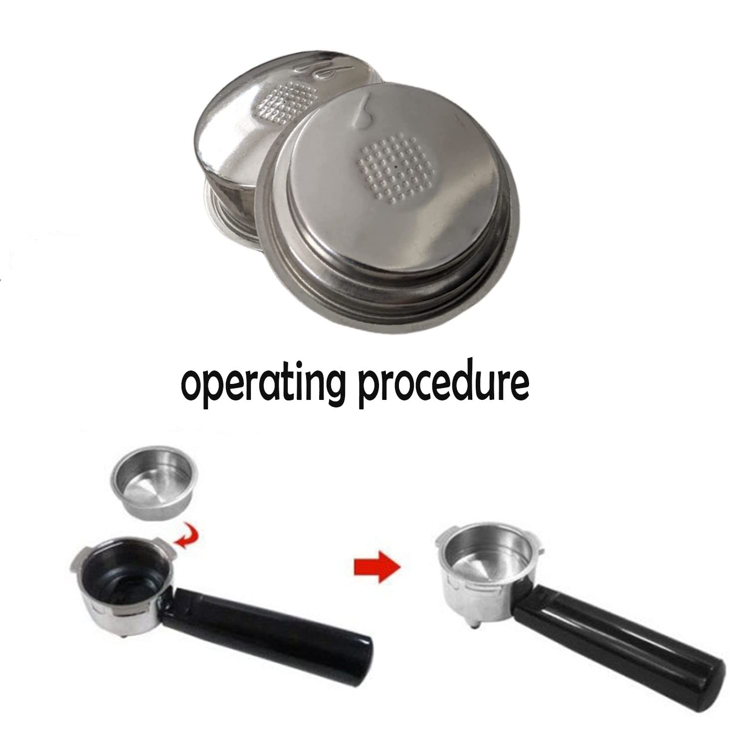 MEISO Single Cup Plus Double Cup 2Pcs Pressurized Espresso Filter Basket 51mm Reusable Stainless Steel Double Wall Replacement Parts for Breville Cafe Roma Model ESP8XL Machine