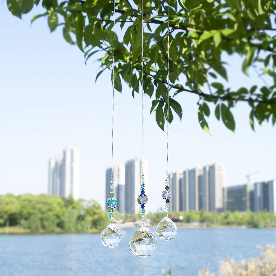 H&D Hyaline & Dora Clear Crystal Prism Ball Rainbow Maker Window Prisms Suncatcher,Pack of 3
