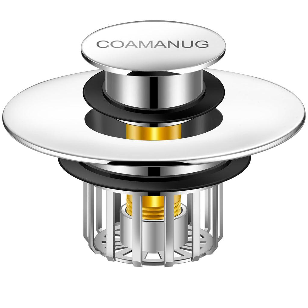 coamanug Bathtub Stopper | Shower Drain Hair Catcher, Pop-up Tub Stopper with Strainer | Bathroom Drain Plug | Drain Protector for 1-1/2 to 1-3/4"" Bath Drain Hole