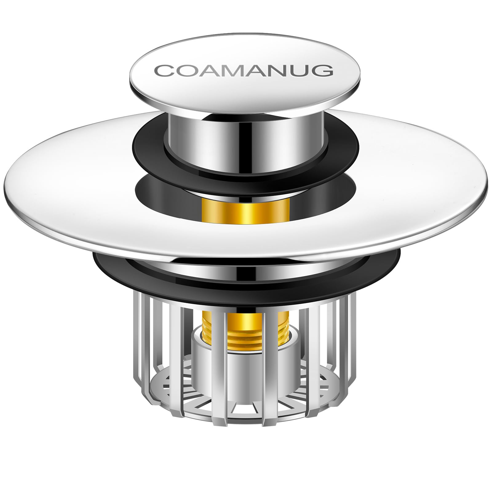 coamanug Bathtub Stopper | Shower Drain Hair Catcher, Pop-up Tub Stopper with Strainer | Bathroom Drain Plug | Drain Protector for 1-1/2 to 1-3/4"" Bath Drain Hole