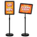 VAIIGO 8.5x11 Inch Adjustable Pedestal Poster Sign Stand, Heavy Duty Floor Standing Sign Holder Stand Aluminum Snap Open Frame for Vertical and Horizontal View Sign Displayed (Black, Round)