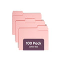 Smead 1/3-Cut File Folders, Letter Size, Pink, 100 Per Box (12643)