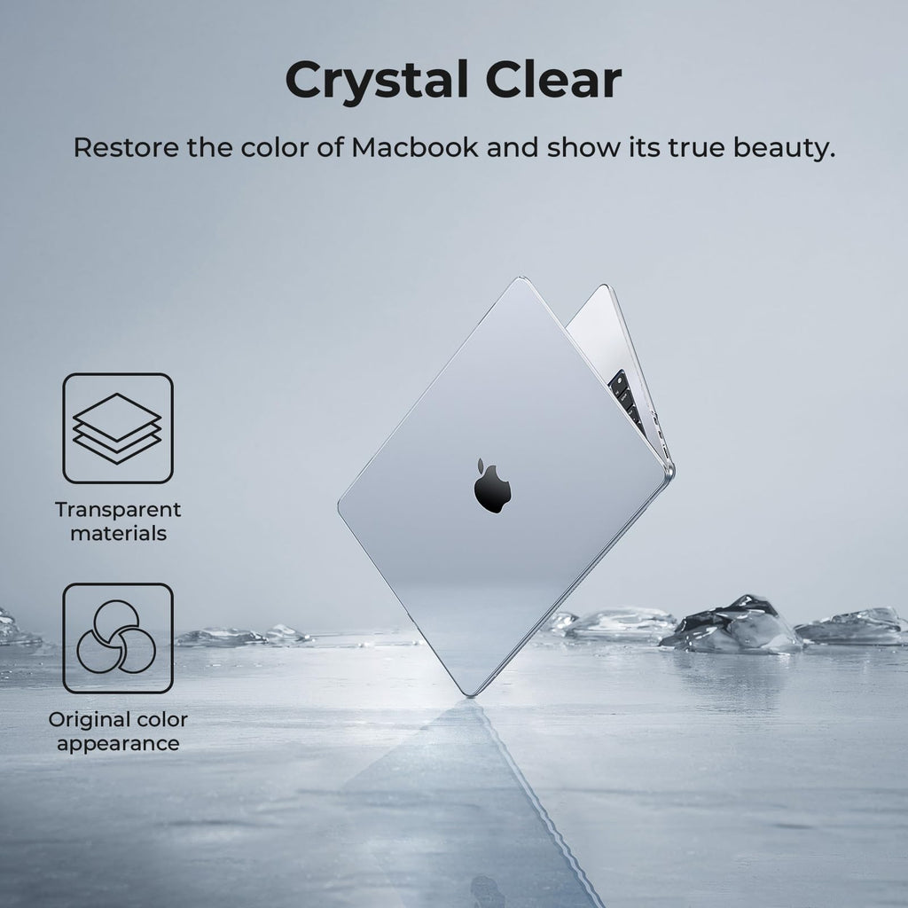 EooCoo Compatible with MacBook Air 15 inch Case 2026-2023 M5 A3448 M4 A3241 M3 A3114 M2 A2941 Liquid Retina Display, Protective Hard Shell Case + Keyboard Cover + Screen Protector, Crystal Clear