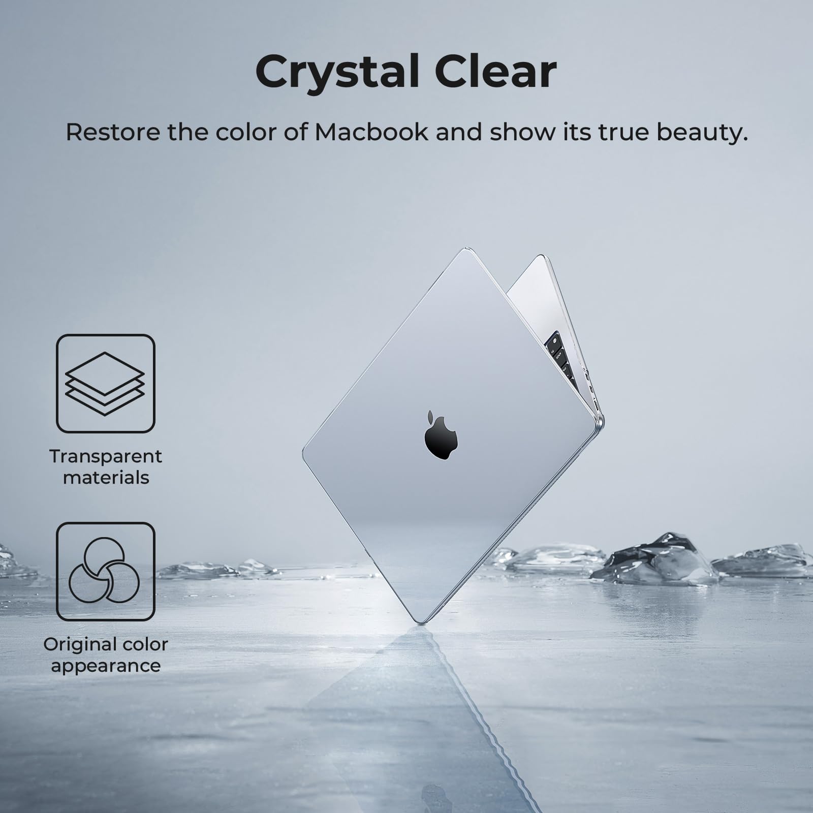EooCoo Compatible with MacBook Air 15 inch Case 2026-2023 M5 A3448 M4 A3241 M3 A3114 M2 A2941 Liquid Retina Display, Protective Hard Shell Case + Keyboard Cover + Screen Protector, Crystal Clear