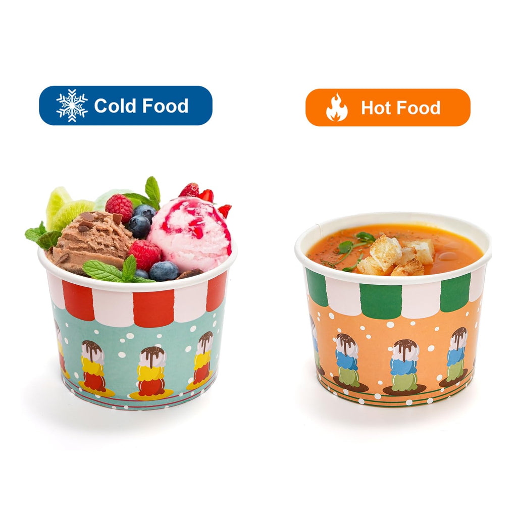 Cididu 210 Pack Paper Ice Cream Cups, 12 Oz Disposable Ice Cream Bowls, Party Dessert Snack Bowls for Hot or Cold Food, Food Grade Party Supplies Treat Cups for Yogurt Soup Fruits, Picnics Birthday