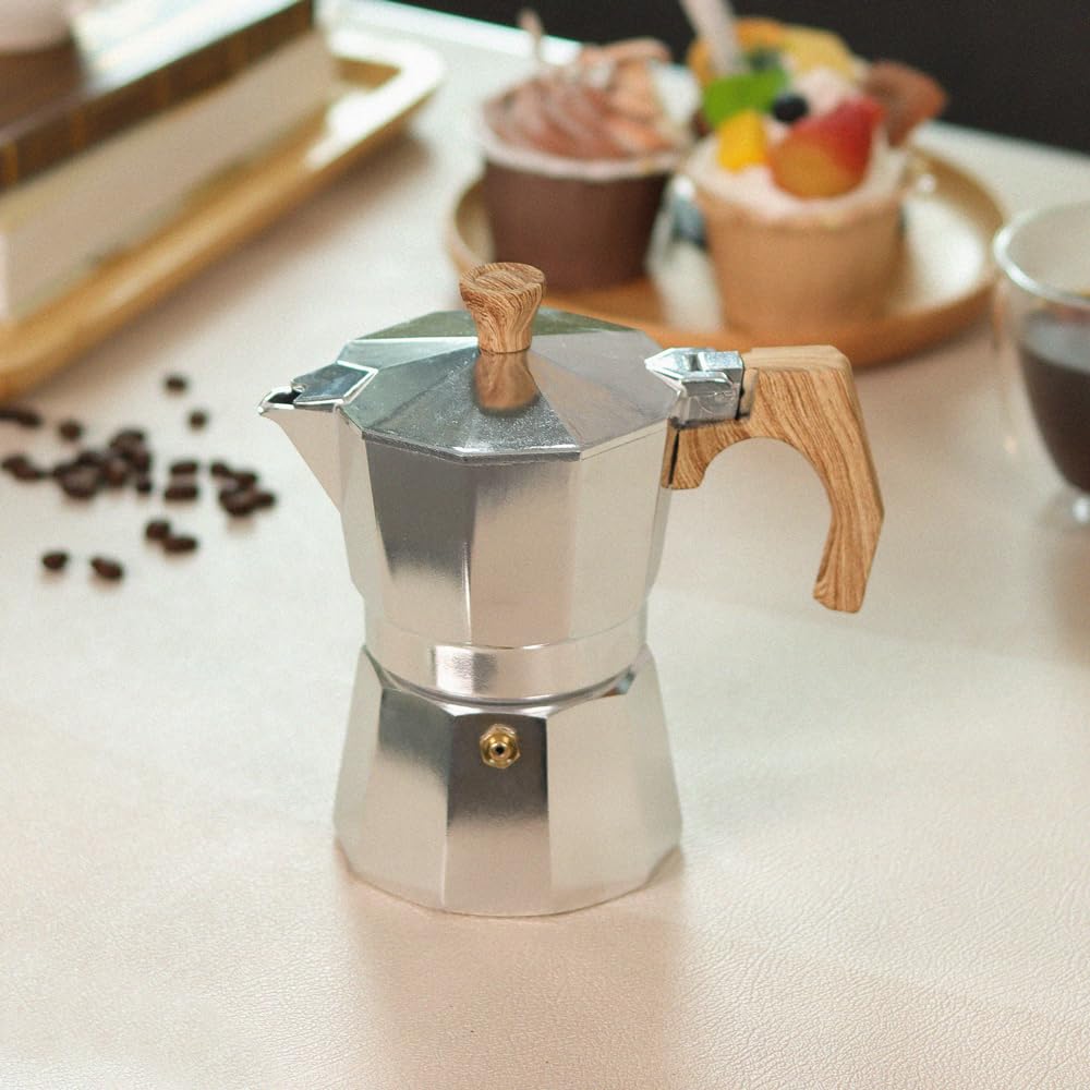 wedrink Stovetop Espresso Maker - Aluminum Moka Pot for 3 Cups - Cuban and Italian Coffee Maker for Authentic Moka Espresso