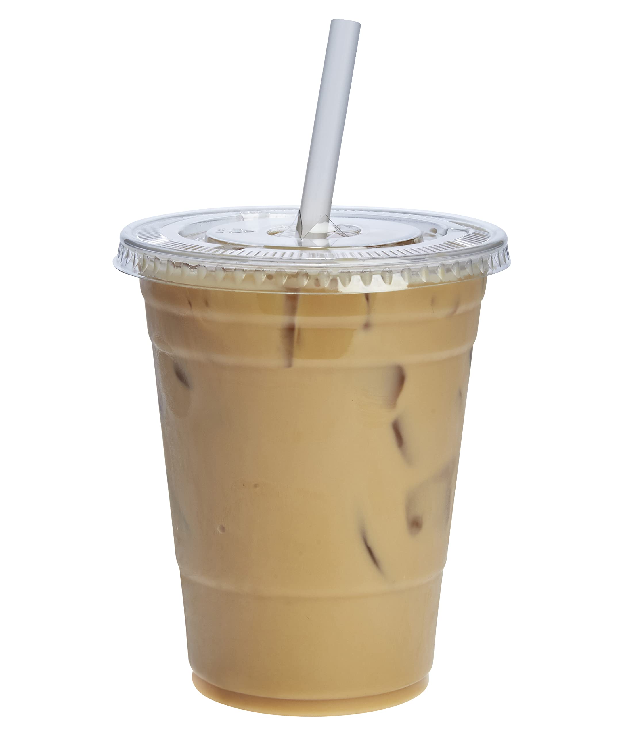 Gusto [16 oz. - 100 Count] Clear PET Cups with Lids, Disposable Coffee Cups with Flat Lids - Ideal for Cold Beverages, Smoothies, and to-Go Drinks - Formerly Comfy Package
