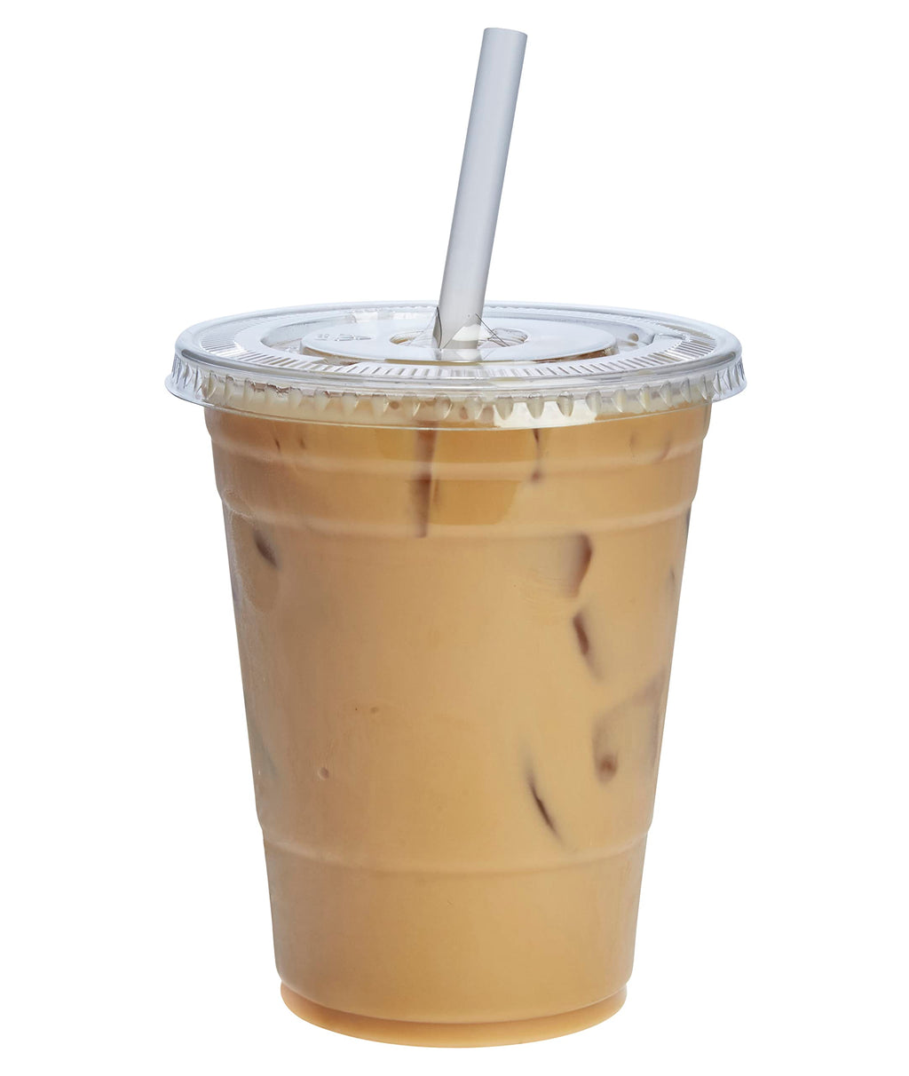 Gusto [16 oz. - 100 Count] Clear PET Cups with Lids, Disposable Coffee Cups with Flat Lids - Ideal for Cold Beverages, Smoothies, and to-Go Drinks - Formerly Comfy Package