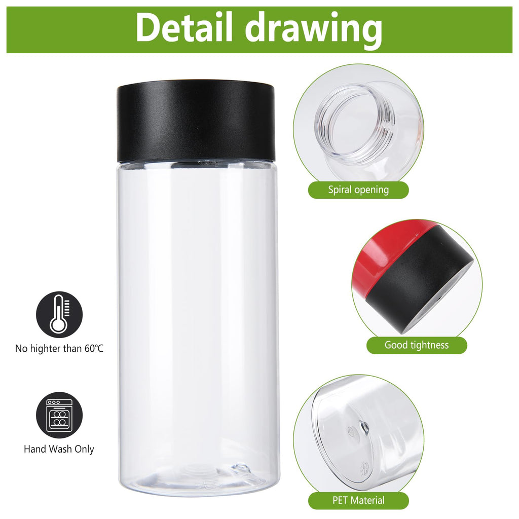 zmybcpack 24Pack 8ounce/250ml Clear PET Plastic Juice Bottles with Black Lids, Reusable Plastic Smoothie Drink Bottles Milk Bottles For Water, Juice, Milk & Homemade Beverages