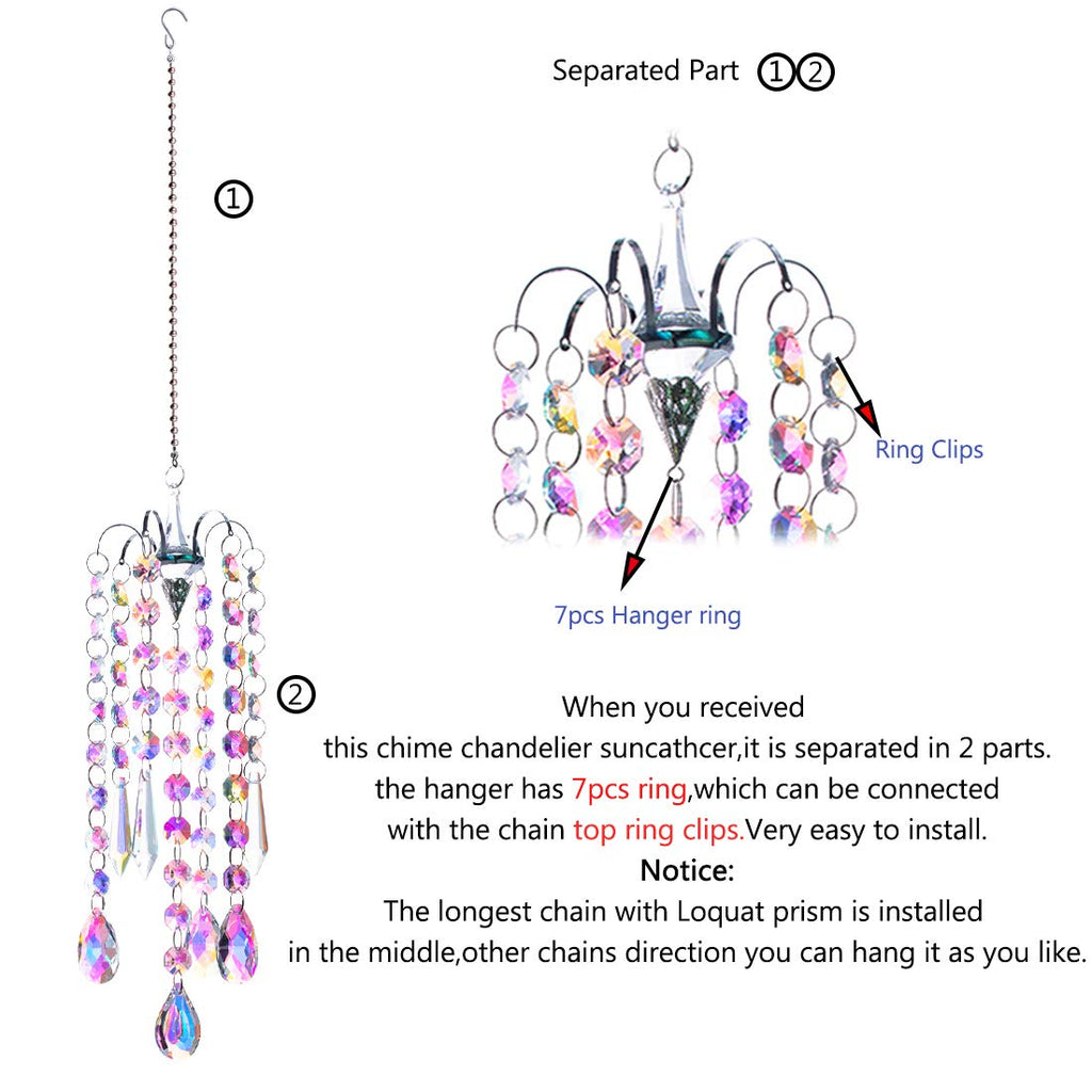 H&D Hyaline & Dora Chandelier Wind Chimes AB Coating Crystal Prisms Hanging Suncatcher Pendant Home Decor Gifts