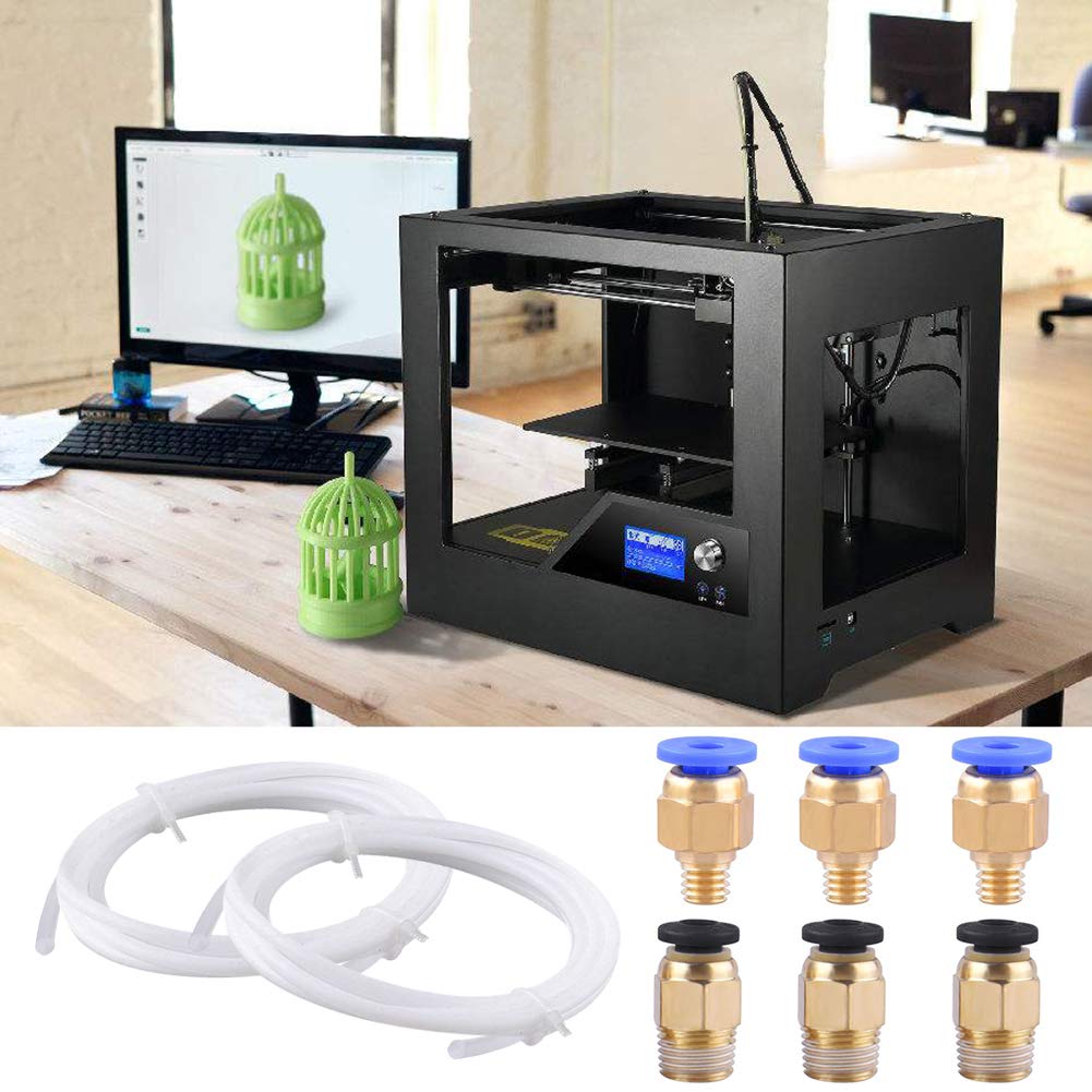 SIQUK 5 Pieces Teflon Tube PTFE Tubing (1M) with 10 Pieces PC4-M6 Fittings and 10 Pieces PC4-M10 Fitting Connector for 3D Printer 1.75mm Filament