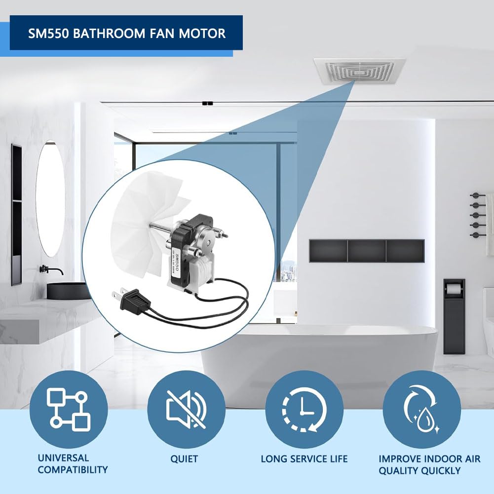 SM550 Bathroom Fan Motor Replacement Kit, 50 CFM, Exhaust Fan Motor Replacement for Broan F650, Bay Motors, Sears 569