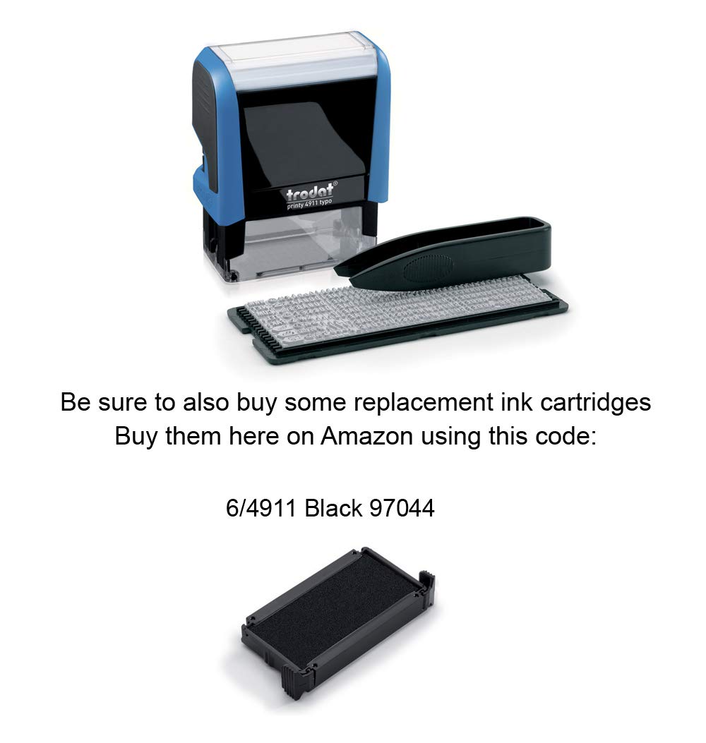 Trodat Printy 4911 Typo Self Inking Rubber Stamp – DIY with 3 Lines Text, Black, 38 x 14 mm