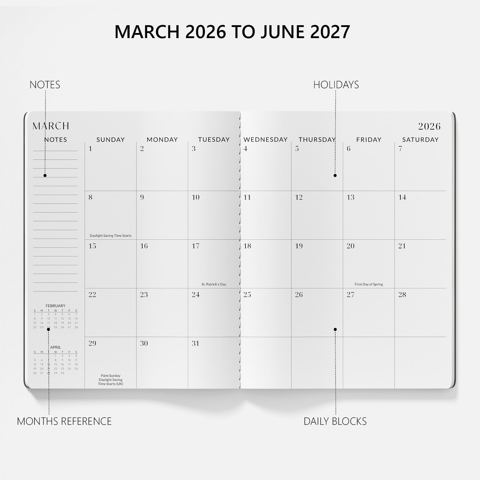 Monthly Planner 2026-2027, Jotsome 16 Months Calendar Planner from March 2026 to June 2027, 8.5"x11", Stitched Binding, Soft Cover, Large Monthly Personal Planner for School Plan, Study and Schedule, Black