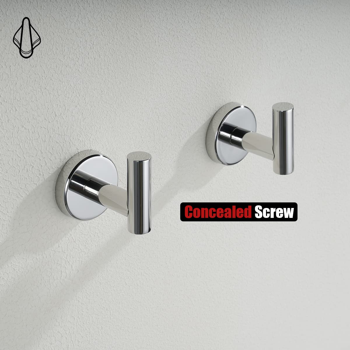 JQK Chrome Bathroom Towel Hook, 304 Stainless Steel Coat Robe Clothes Hook for Bathroom Kitchen Garage Wall Mounted (Pack of 2), TH100-CH-P2