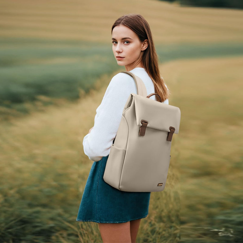 GOLF QUALITY Backpack with Flap 15.6Inch mochila de viaje Anti-theft Bookbag Casual Daypack for Women Men Travel Commute College Work Teacher,Apricot