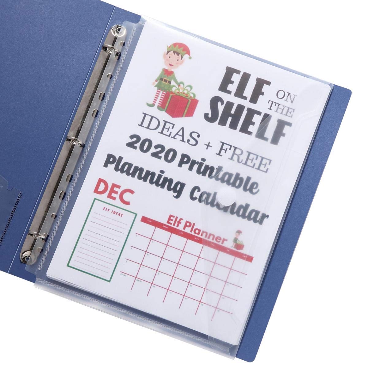 Laoficina 18 Packs Binder Pockets with 11 Holes, Clear Poly Binders Envelope Insert with Hook and Loop Closure for School, Office