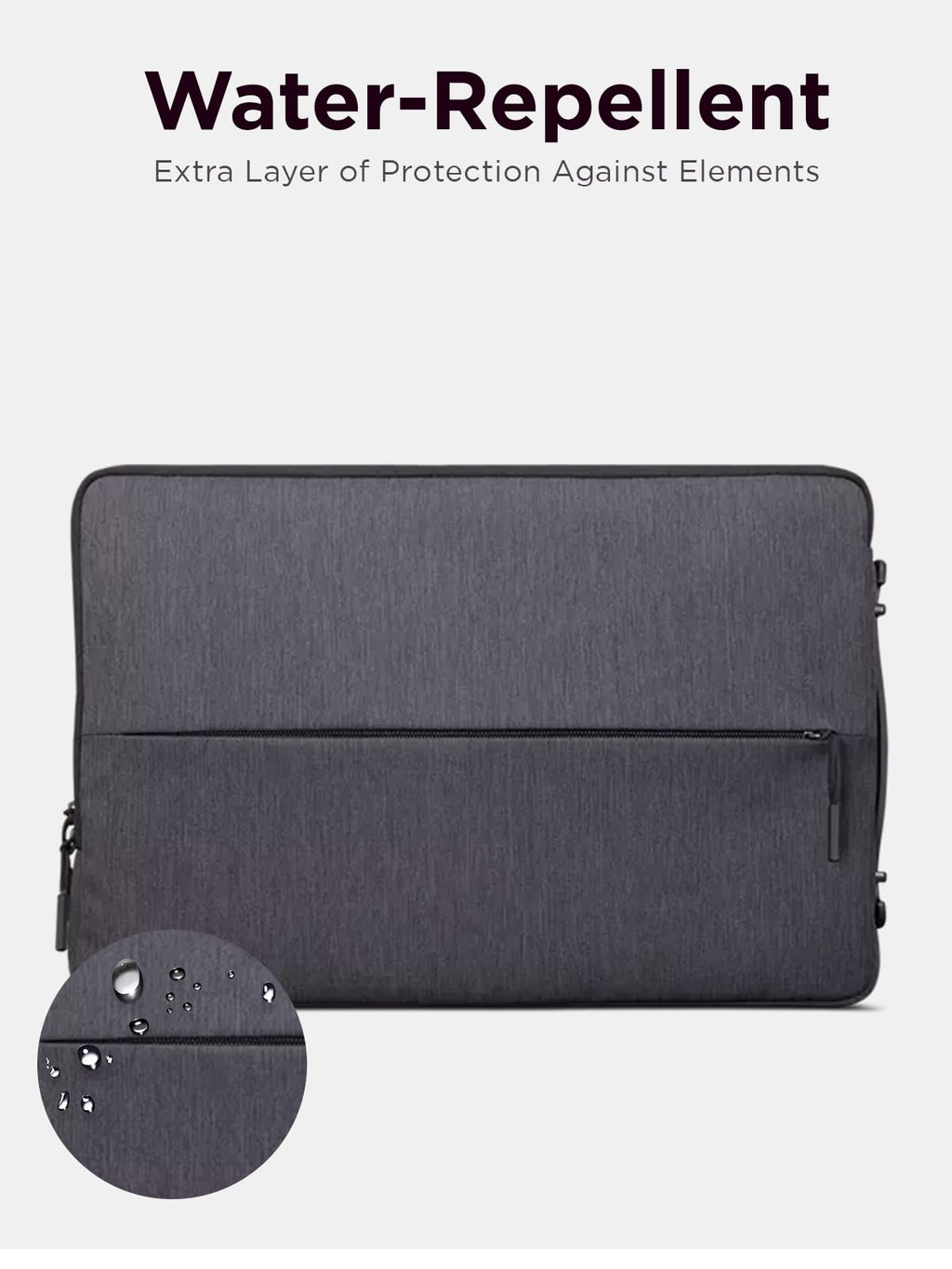 Lenovo Urban Laptop Sleeve for 13" Notebook, Water Resistant, Soft Padded Compartments, Accessory Storage, Reinforced Rubber Corners, Extendable Handle, GX40Z50940, Charcoal Grey