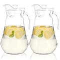 SOUJOY 2 Pack Plastic Pitcher, 2L/68 Oz Clear Iced Water Jug with Lid and Handle, Heat Resistant BPA-Free Tea Pitcher for Lemonade, Juice, Milk, Cold or Hot Beverage