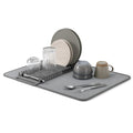 Umbra Udry Dish Rack and Microfiber Drying Mat – Space-Saving Design Folds Up for Easy Storage, Basic Rack, Dark Grey