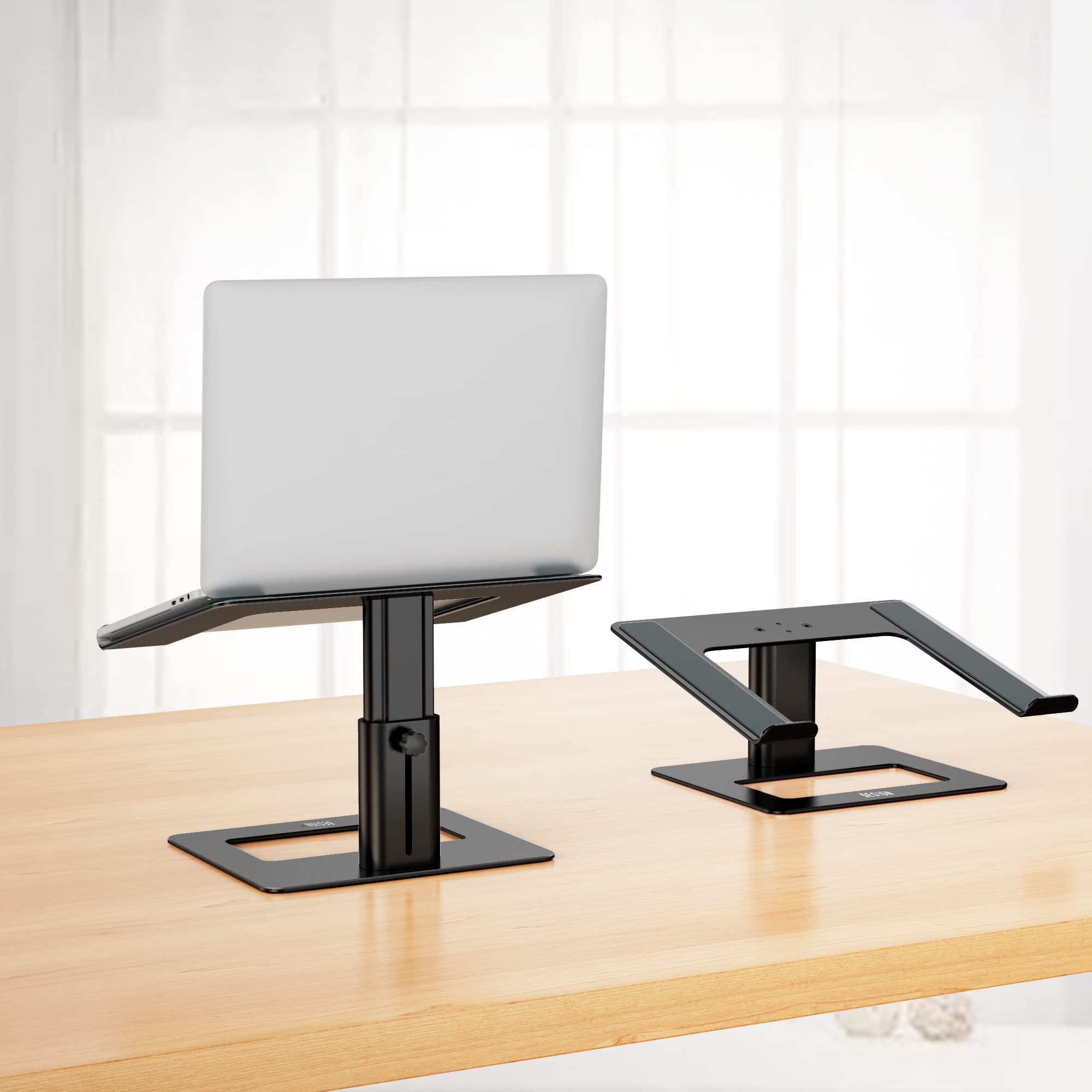 Besign LSX3 Aluminum Laptop Stand, Ergonomic Adjustable Notebook Stand, Riser Holder Computer Stand Compatible with Air, Pro, Dell, HP, Lenovo More 10-15.6" Laptops (Black)