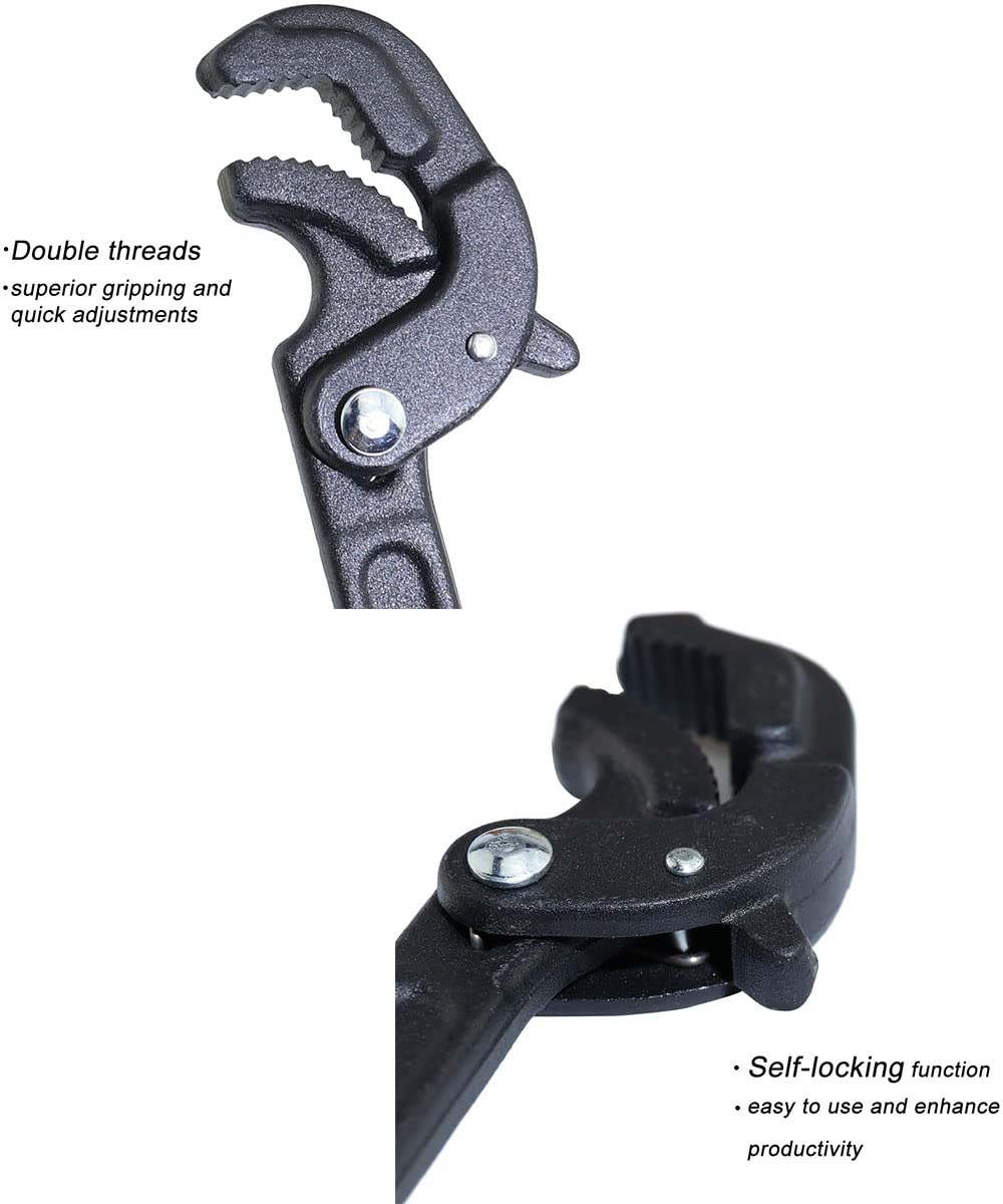 LSLANSOON 2 Pcs Multi-Function Universal Wrench Set Self Adjusting Spanner Quick Power Grip Pipe Wrench for Auto Repair and Home Maintenance